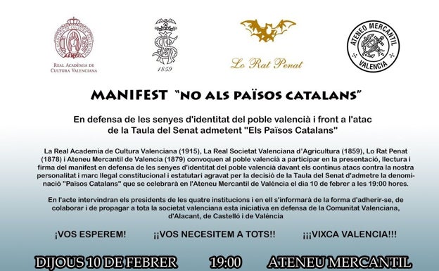 'No als països catalans': el valencianismo cultural vuelve a movilizarse