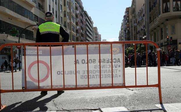 Las calles cortadas en Valencia en Fallas en el mes de marzo