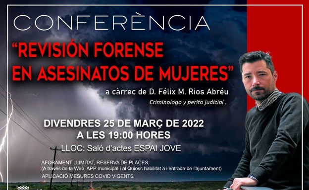 El criminólogo Félix Ríos pronuncia una conferencia en Benigànim sobre la revisión de asesinatos de mujeres