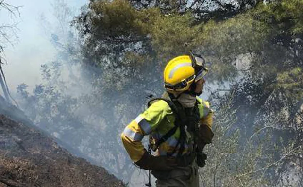 Un incendio forestal afecta a la zona junto a la vías del tren de Segorbe y Navajas