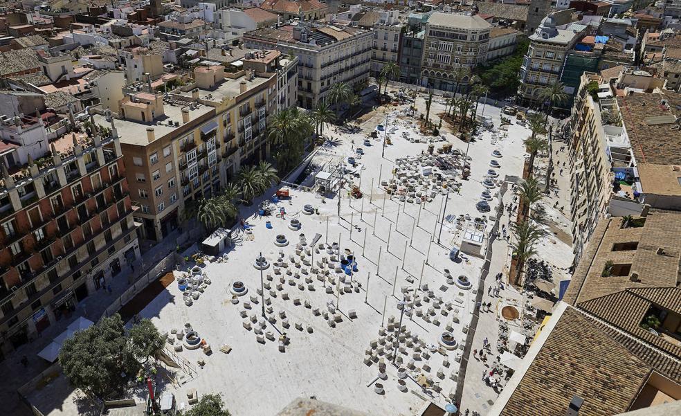 La plaza de la Reina de Valencia, a vista de pájaro