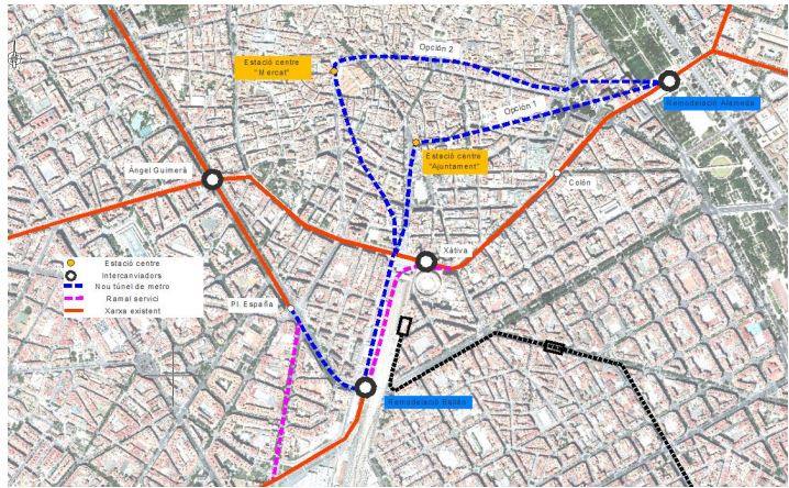 La nueva línea del metro por el centro considera abrir la estación del Mercat