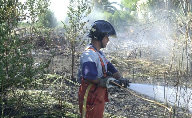 Sofocan dos incendios de cañar y campos abandonados en Riba-roja de Túria y Aldaia