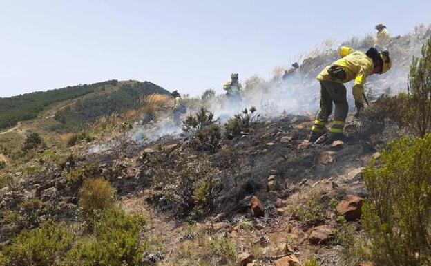 Los bomberos logran perimetrar el 70% del incendio de Sierra Bermeja