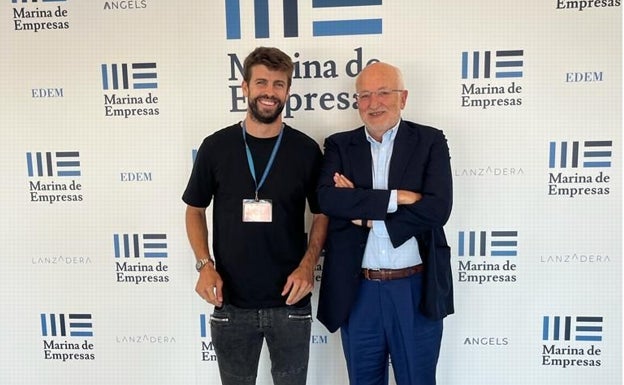 Gerard Piqué visita con Juan Roig las instalaciones de Marina de Empresas y l'Alqueria del Basket