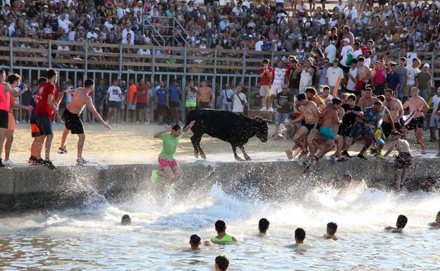 Accidentado regreso de los 'bous a la mar' de Dénia