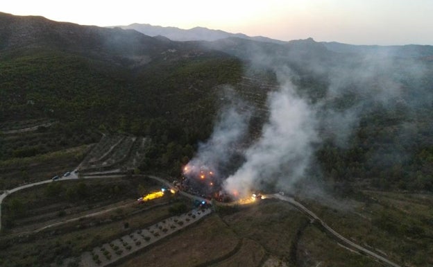 Los bomberos dan por controlado un incendio de vegetación en la Vall d'Alcalà