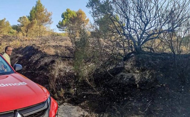 Extinguido el incendio en la Vall d'Alcalà tras calcinar 1.400 metros cuadrados