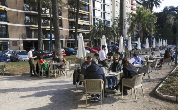 La avenida donde se come a la sombra de árboles centenarios