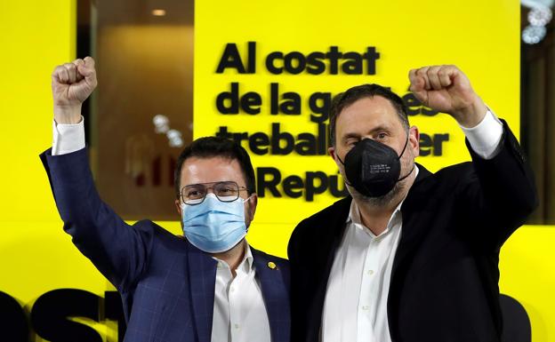 Junqueras y los consejeros de ERC se suman al plantón de Aragonès al 11-S