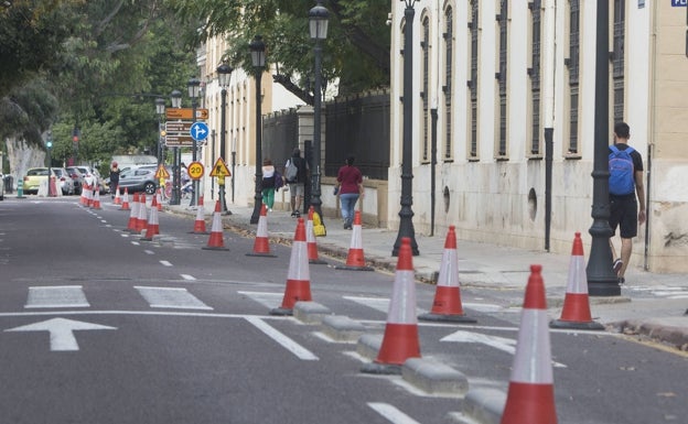 Vecinos de la Alameda recogen firmas contra el «embudo» de un carril ciclista