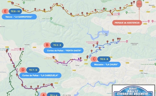 Recorrido del XXIII Rally Ciudad de Valencia, memorial Javi Sanz