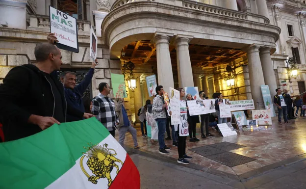 Manifestantes en la protesta de Valencia. 