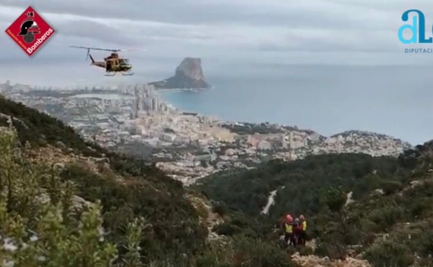 Rescatan en helicóptero a un participante accidentado en la Media Maratón de Serra d'Oltà en Calpe