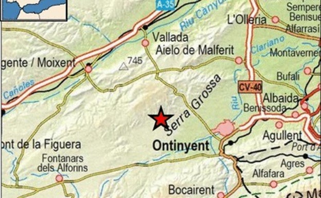 Ontinyent registra dos terremotos con una diferencia de dos minutos