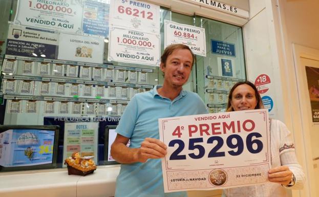 25296: un cuarto premio, vendido en Alicante, Orihuela, Oropesa, Xirivella, Manises, Carcaixent, Alfara del Patriarca y Albaida