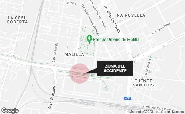 Un motorista muere al chocar contra una palmera en el bulevar sur de Valencia
