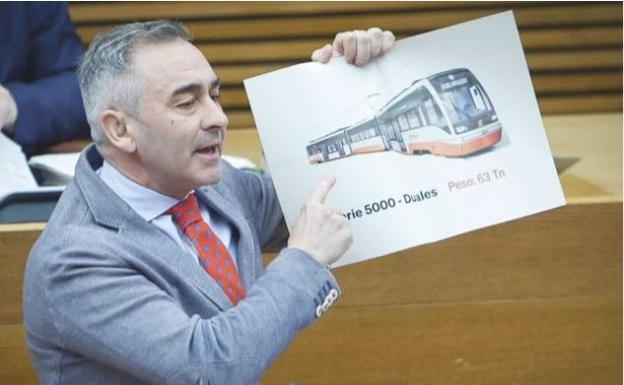 El PP compara el caso de los trenes de Cantabria con el Tram Dénia-Alicante y denuncia que no puede circular porque tres puentes no soportan su peso