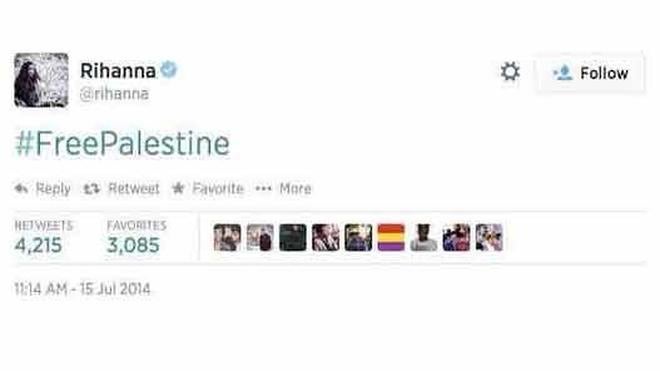 Rihanna la lía en Twitter al pedir una Palestina libre