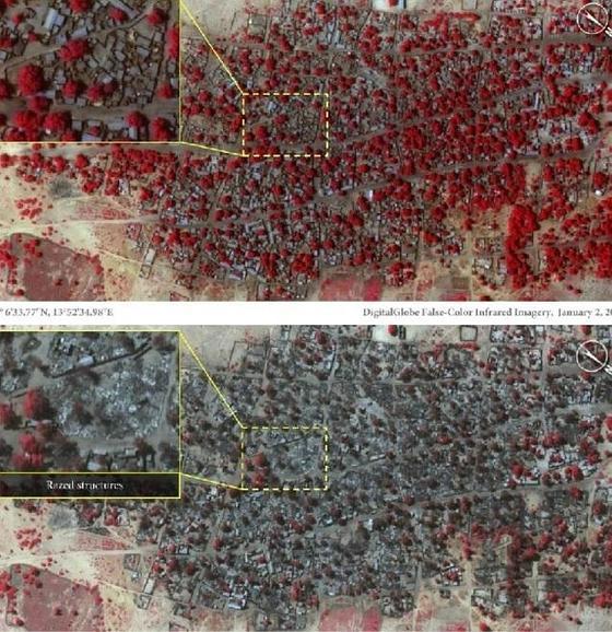 Imágenes por satélite muestran la destrucción causada por Boko Haram en Baga y Doro Gowon