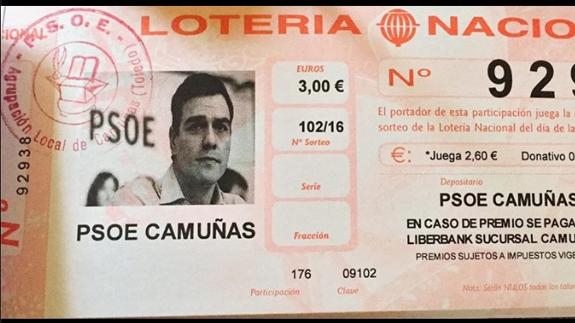 Una agrupación socialista de Toledo vende Lotería de Navidad con la cara de Pedro Sánchez