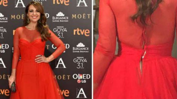 El percance de Paula Echevarría con su vestido de los Goya