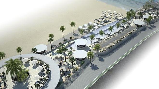El club de playa de la Marina tendrá una piscina de agua de mar y grandes terrazas panorámicas