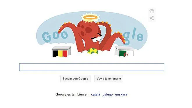 Bélgica contra Argelia: El pulpo Paul resucita en el doodle de Google