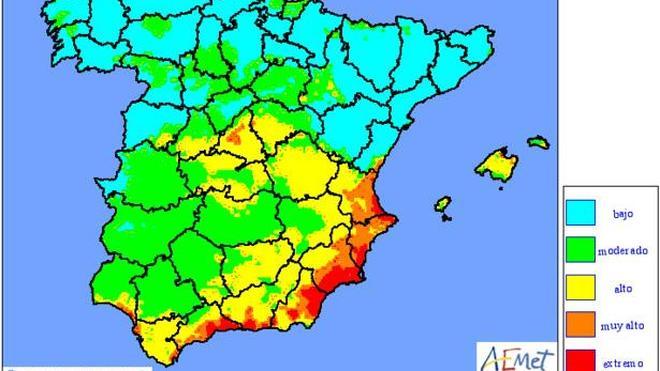 Riesgo máximo de incendios por segundo día consecutivo