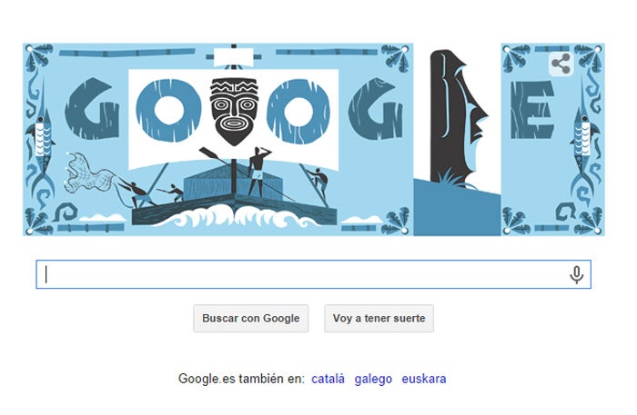 El biólogo Thor Heyerdahl en el doodle de Google