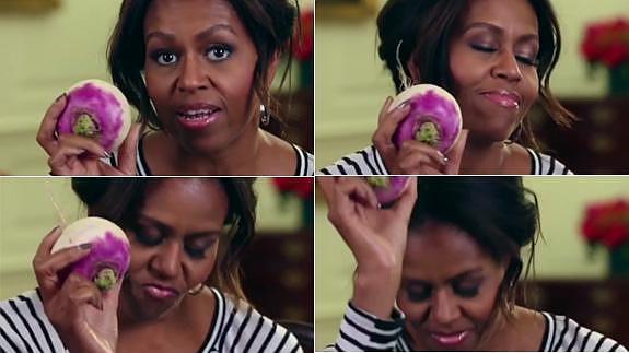 Michelle Obama baila con un nabo