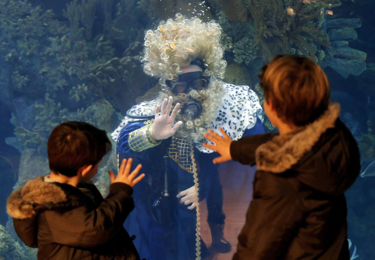 Visita de los Reyes Magos bajo el agua en Valencia