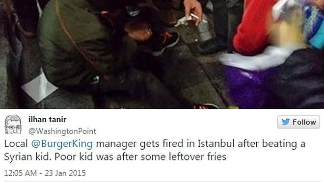 El gerente de un Burguer King golpea a un niño refugiado sirio por comerse las sobras