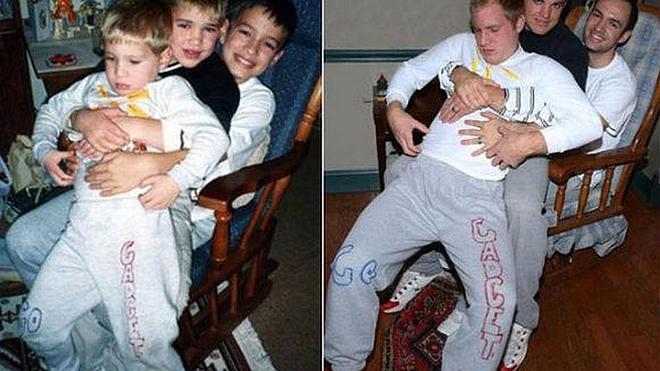 Tres hermanos repiten las mismas fotos de su infancia 18 años más tarde
