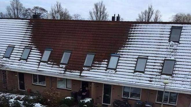 La nieve derretida de un tejado delata una plantación de marihuana