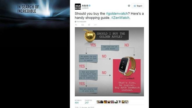 Asus arremete contra Apple Watch en redes sociales
