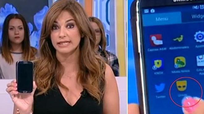Mariló Montero enseña un móvil con una app de contactos homosexuales