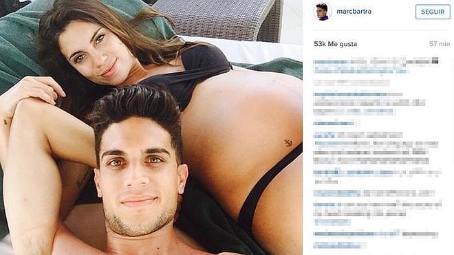 Marc Bartra, orgulloso de su embarazadísima Melissa Jiménez