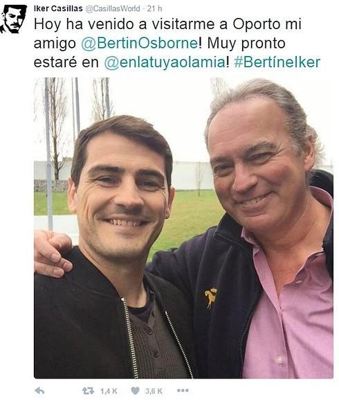 Iker Casillas, «muy pronto» con Bertín en 'En la tuya o en la mía'