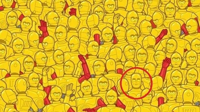 Solución al reto viral de encontrar el premio Oscar entre una multitud de C3PO