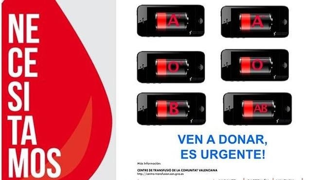 Urgencia de sangre A+, A-, 0+, 0-, B- y AB- en la Comunitat