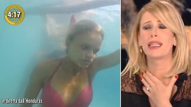 La presentadora del 'Supervivientes' italiano entra en pánico al creer muerta a una concursante