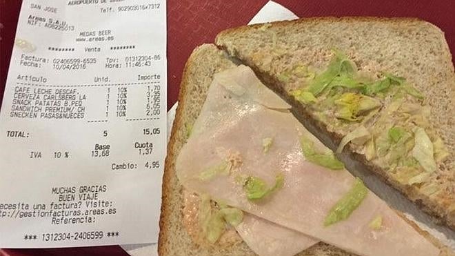 El sándwich de 6 euros con tan solo una loncha de chóped