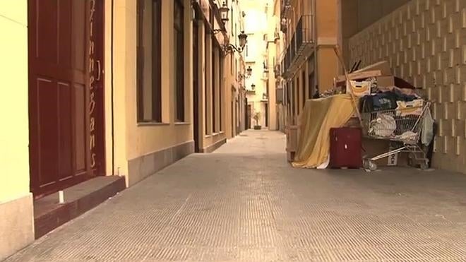 Una chabola en la plaza de la Reina