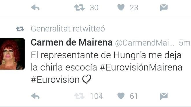 Generalitat retuitea a una cuenta 'fake' de Carmen de Mairena