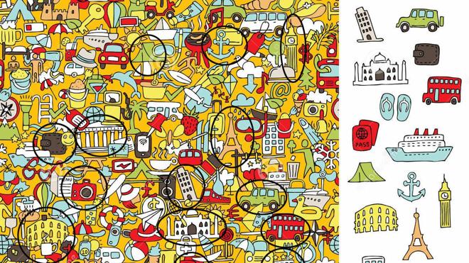 Solución al reto de encontrar los 17 objetos relacionados con los viajes