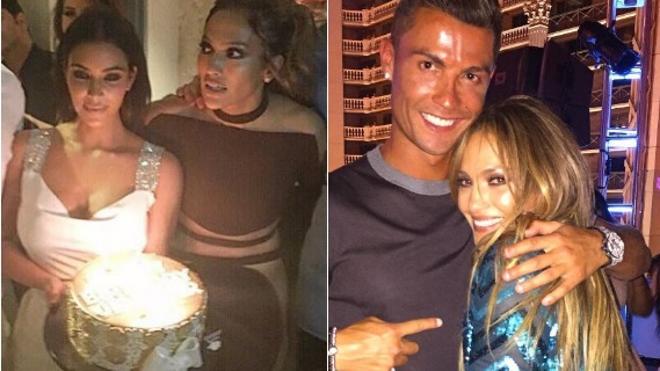 Cristiano Ronaldo y Kim Kardashian, en el 47 cumpleaños de Jennifer López