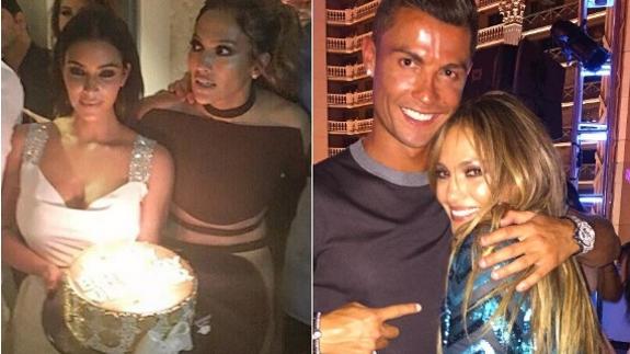 Cristiano Ronaldo y Kim Kardashian, en el 47 cumpleaños de Jennifer López