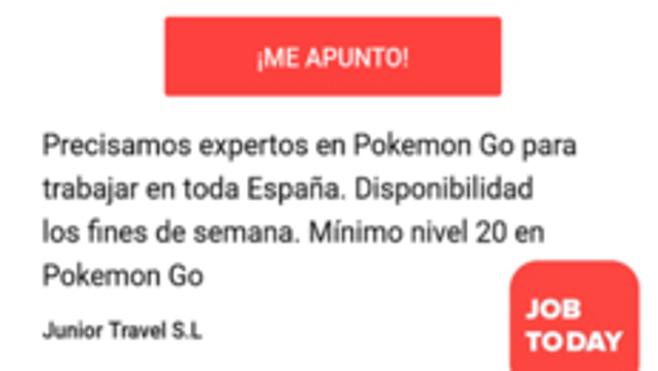 Pokémon Go te da trabajo