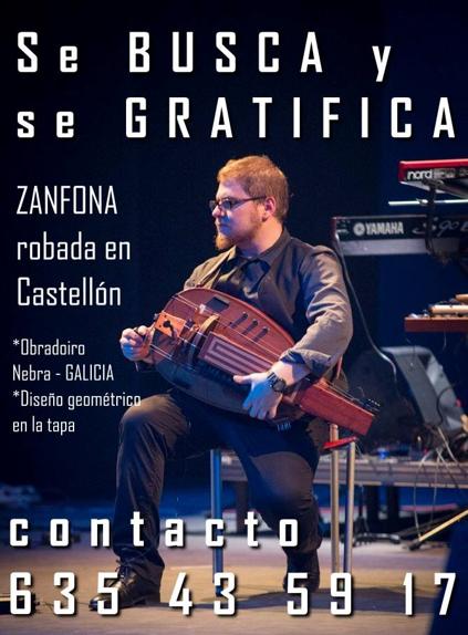 Se busca una zanfona robada en Castellón